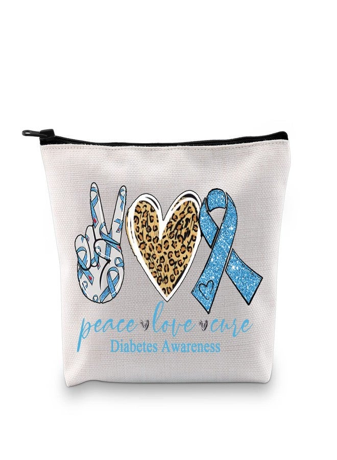 PXTIDY Funny Diabetic Gift Diabetes Warrior Gift Peace Love Cure Diabetes Awareness Cosmetic Bag Medical Alert Diabetic Pouch - Image 1